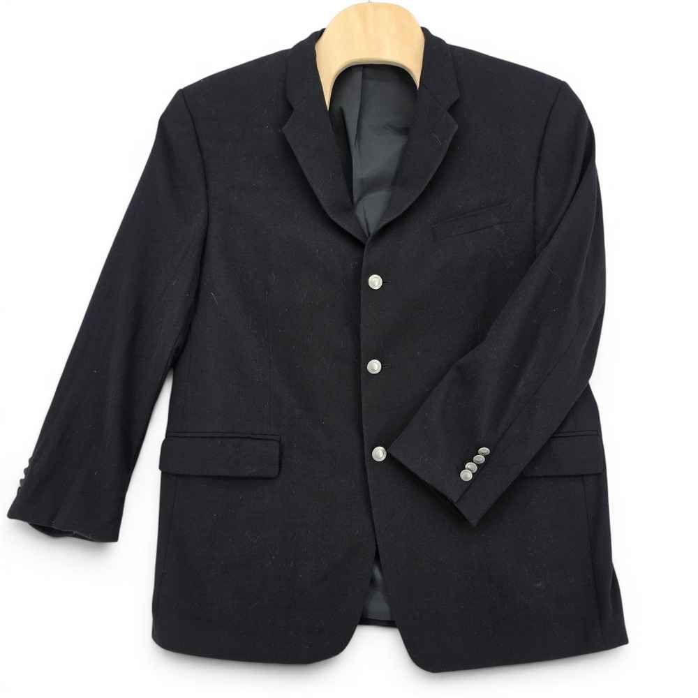 Calvin Klein Mens 44R Black Wool Blazer Sport Coat 3 Button Classic Tailored